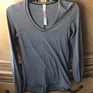 lululemon athletica Black and White Striped Long Sleeve Tee